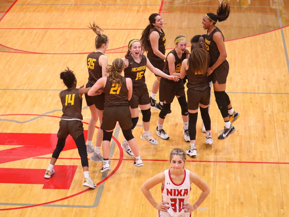 Players from Nixa and Kickapoo compete in a high school basketball game on January 17, 2022 in Nixa, Missouri.